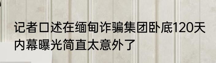 记者口述在缅甸诈骗集团卧底120天 内幕曝光简直太意外了