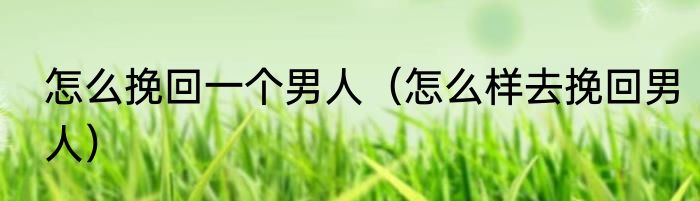 怎么挽回一个男人（怎么样去挽回男人）