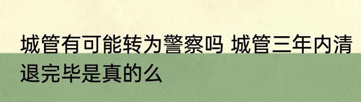 城管有可能转为警察吗 城管三年内清退完毕是真的么