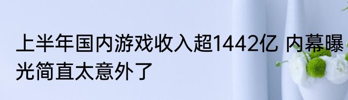 上半年国内游戏收入超1442亿 内幕曝光简直太意外了
