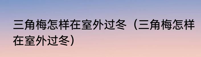 三角梅怎样在室外过冬（三角梅怎样在室外过冬）