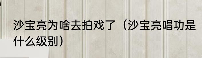 沙宝亮为啥去拍戏了（沙宝亮唱功是什么级别）