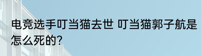 电竞选手叮当猫去世 叮当猫郭子航是怎么死的？