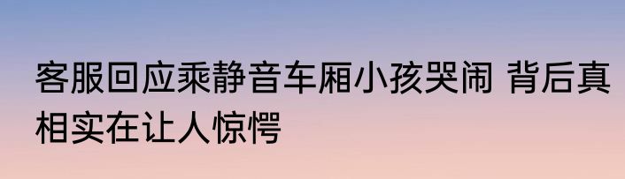 客服回应乘静音车厢小孩哭闹 背后真相实在让人惊愕