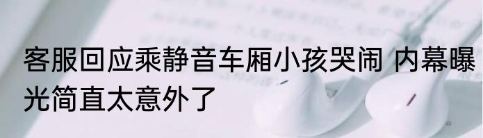 客服回应乘静音车厢小孩哭闹 内幕曝光简直太意外了