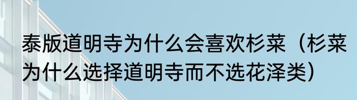 泰版道明寺为什么会喜欢杉菜（杉菜为什么选择道明寺而不选花泽类）