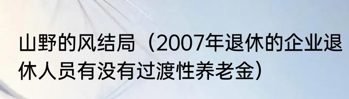 山野的风结局（2007年退休的企业退休人员有没有过渡性养老金）