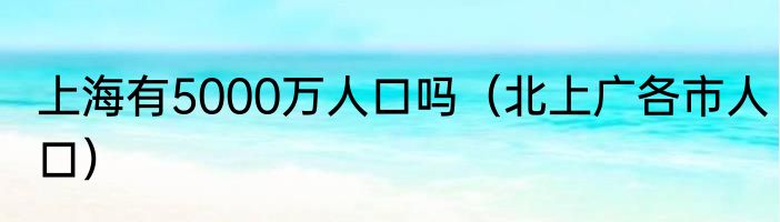 上海有5000万人口吗（北上广各市人口）