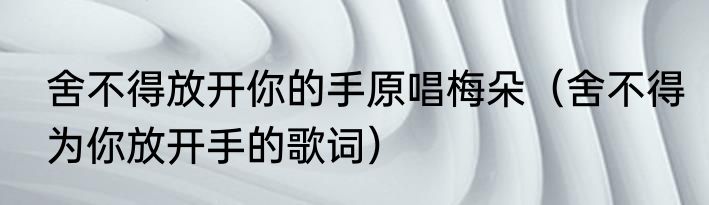 舍不得放开你的手原唱梅朵（舍不得为你放开手的歌词）