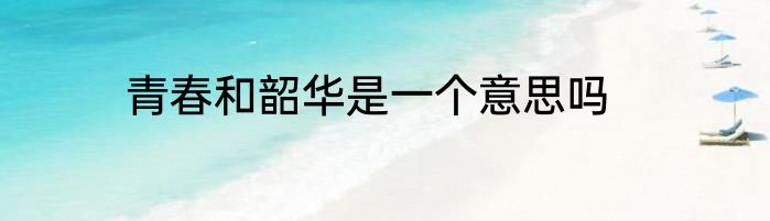 青春和韶华是一个意思吗
