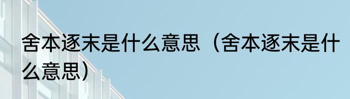 舍本逐末是什么意思（舍本逐末是什么意思）