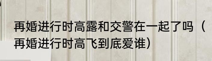 再婚进行时高露和交警在一起了吗（再婚进行时高飞到底爱谁）