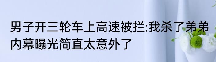 男子开三轮车上高速被拦:我杀了弟弟 内幕曝光简直太意外了