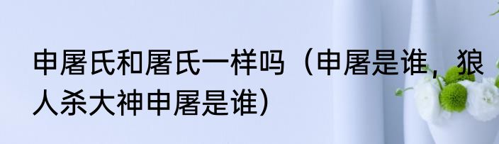 申屠氏和屠氏一样吗（申屠是谁，狼人杀大神申屠是谁）