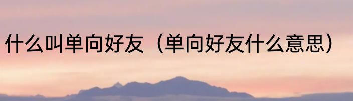 什么叫单向好友（单向好友什么意思）