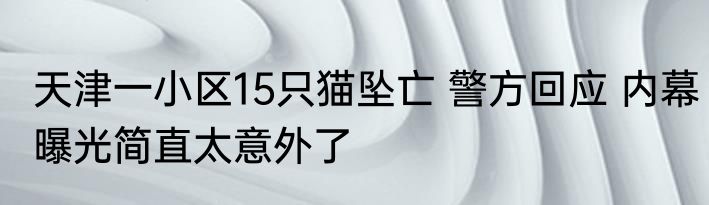 天津一小区15只猫坠亡 警方回应 内幕曝光简直太意外了