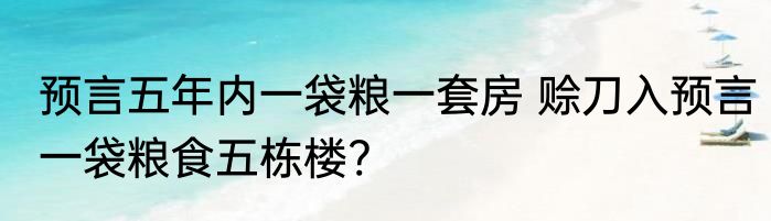 预言五年内一袋粮一套房 赊刀入预言一袋粮食五栋楼?
