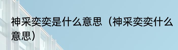 神采奕奕是什么意思（神采奕奕什么意思）
