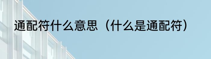 通配符什么意思（什么是通配符）