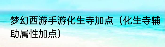 梦幻西游手游化生寺加点（化生寺辅助属性加点）