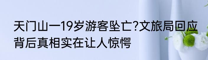 天门山一19岁游客坠亡?文旅局回应 背后真相实在让人惊愕