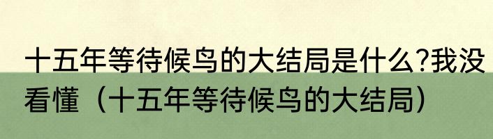 十五年等待候鸟的大结局是什么?我没看懂（十五年等待候鸟的大结局）