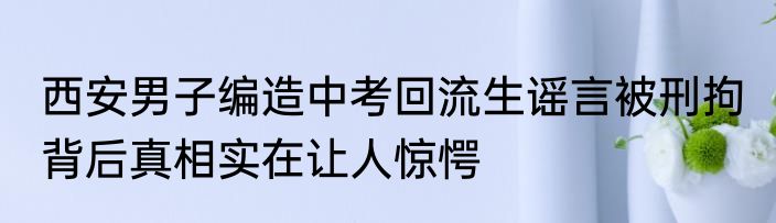 西安男子编造中考回流生谣言被刑拘 背后真相实在让人惊愕