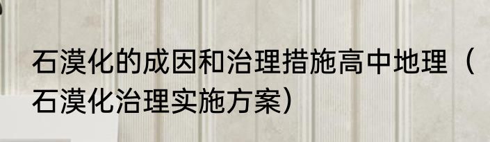 石漠化的成因和治理措施高中地理（石漠化治理实施方案）