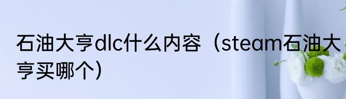 石油大亨dlc什么内容（steam石油大亨买哪个）