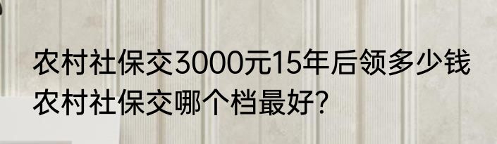 农村社保交3000元15年后领多少钱 农村社保交哪个档最好？