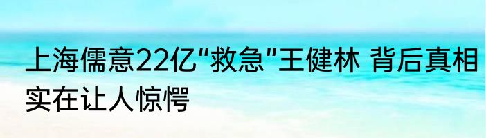 上海儒意22亿“救急”王健林 背后真相实在让人惊愕