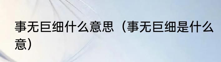 事无巨细什么意思（事无巨细是什么意）