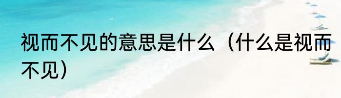 视而不见的意思是什么（什么是视而不见）