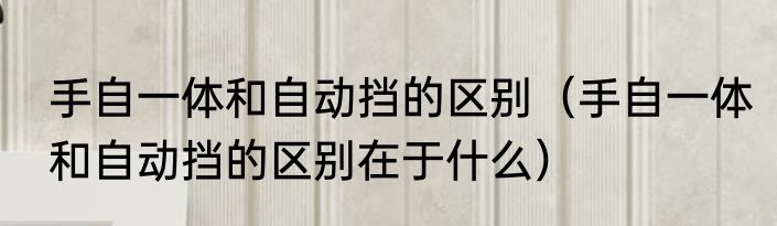 手自一体和自动挡的区别（手自一体和自动挡的区别在于什么）