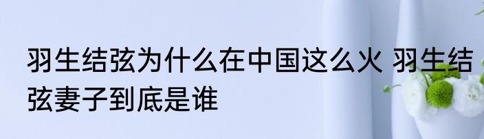 羽生结弦为什么在中国这么火 羽生结弦妻子到底是谁
