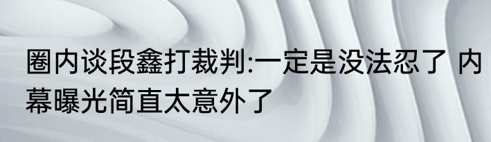 圈内谈段鑫打裁判:一定是没法忍了 内幕曝光简直太意外了