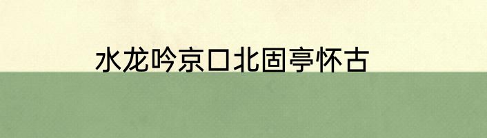 水龙吟京口北固亭怀古