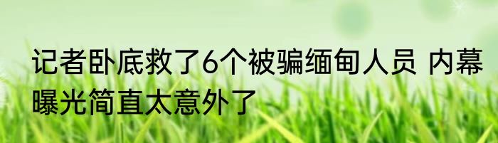 记者卧底救了6个被骗缅甸人员 内幕曝光简直太意外了