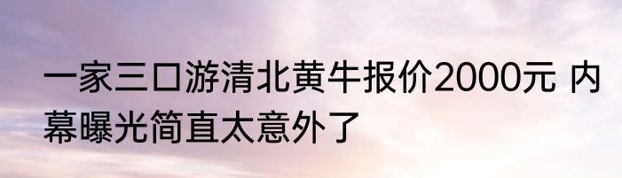 一家三口游清北黄牛报价2000元 内幕曝光简直太意外了