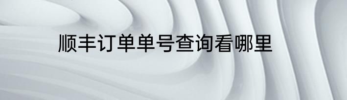 顺丰订单单号查询看哪里