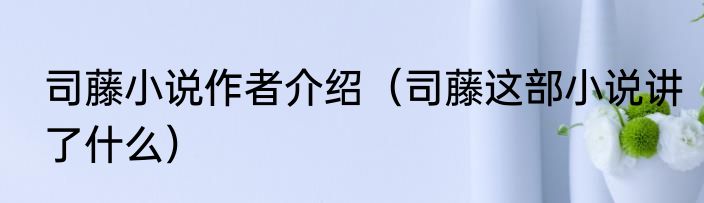 司藤小说作者介绍（司藤这部小说讲了什么）