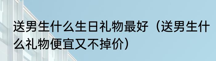 送男生什么生日礼物最好（送男生什么礼物便宜又不掉价）