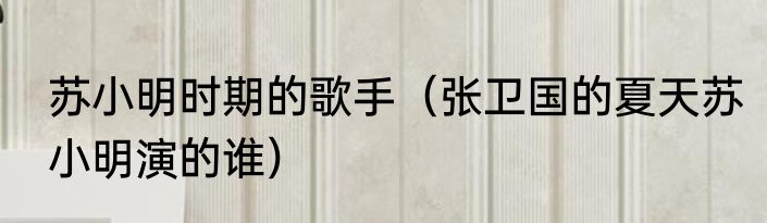 苏小明时期的歌手（张卫国的夏天苏小明演的谁）