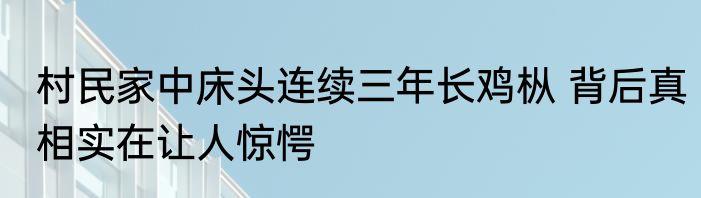 村民家中床头连续三年长鸡枞 背后真相实在让人惊愕
