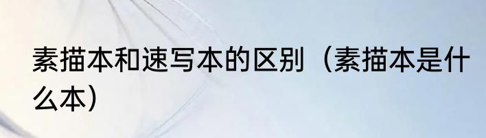 素描本和速写本的区别（素描本是什么本）
