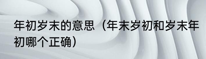年初岁末的意思（年末岁初和岁末年初哪个正确）