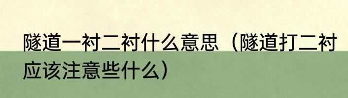 隧道一衬二衬什么意思（隧道打二衬应该注意些什么）