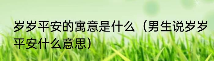 岁岁平安的寓意是什么（男生说岁岁平安什么意思）