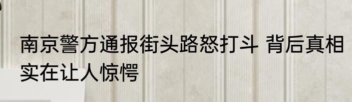 南京警方通报街头路怒打斗 背后真相实在让人惊愕