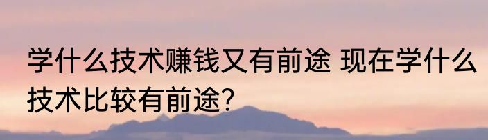 学什么技术赚钱又有前途 现在学什么技术比较有前途？